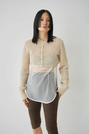 Wool Mesh Short Ccardigan