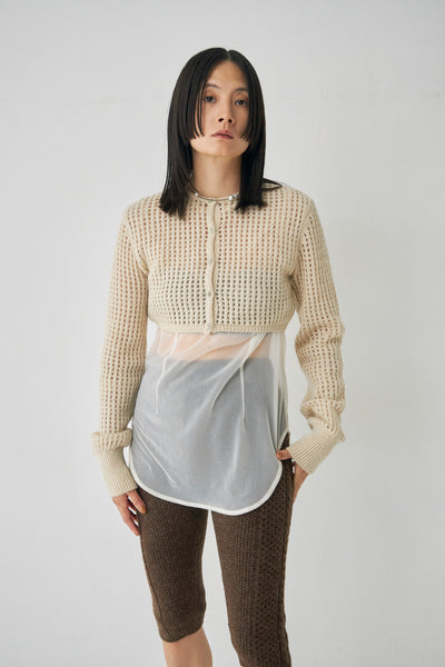 画像をギャラリービューアに読み込む, Wool Mesh Short Ccardigan
