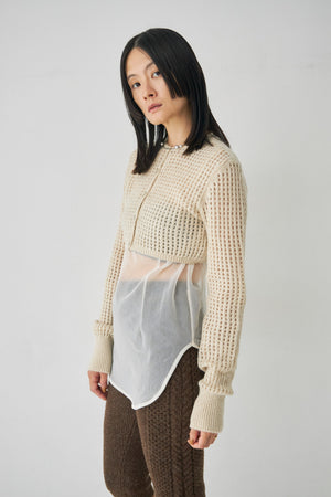 Wool Mesh Short Ccardigan