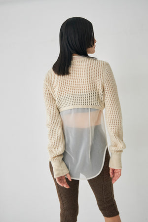 Wool Mesh Short Ccardigan