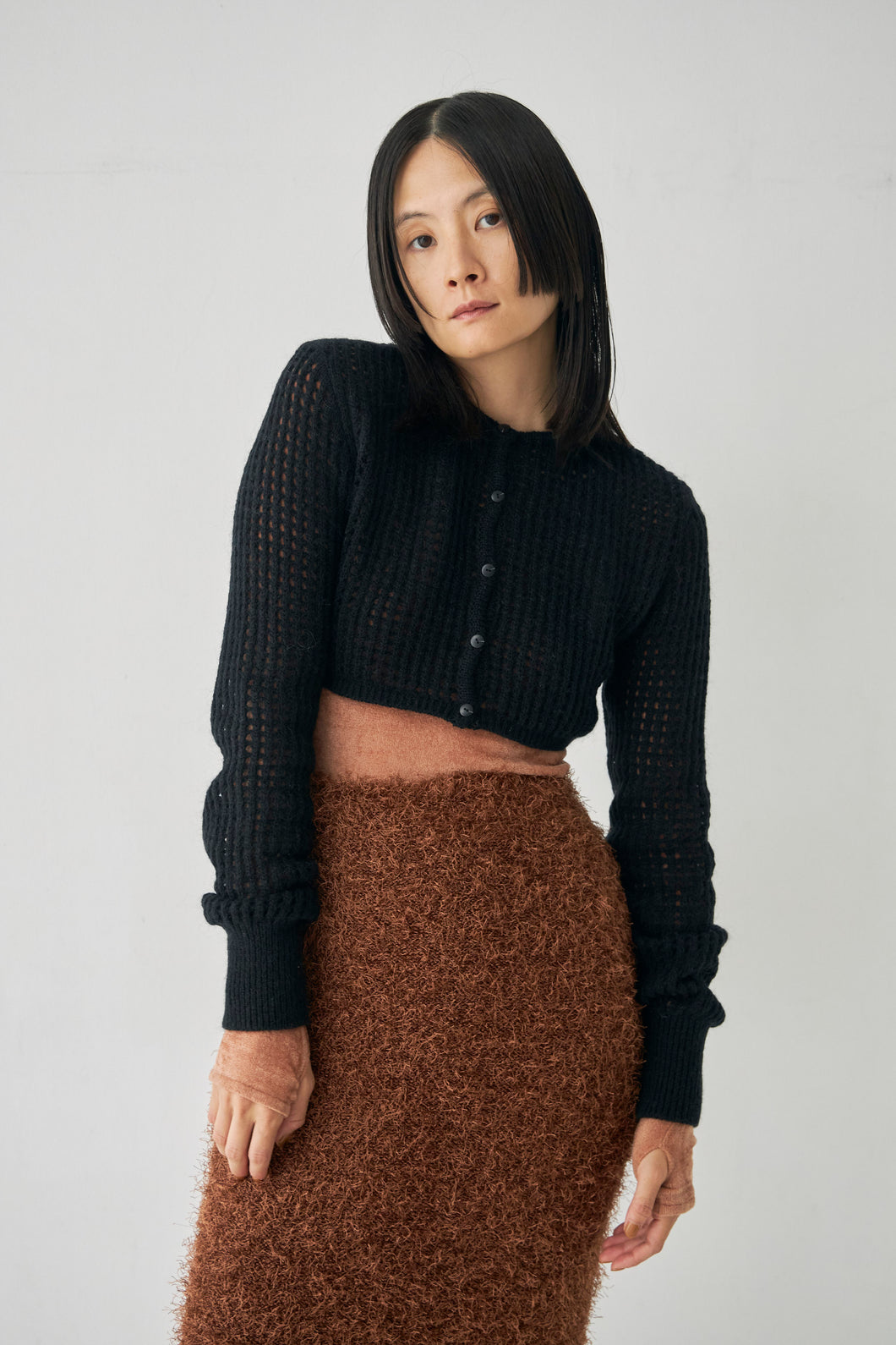 Wool Mesh Short Ccardigan